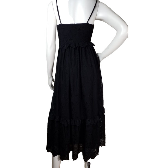 Lulus Women’s How Much I Love You Black Eyelet Tiered Midi Dress Size XS - Picture 3 of 8